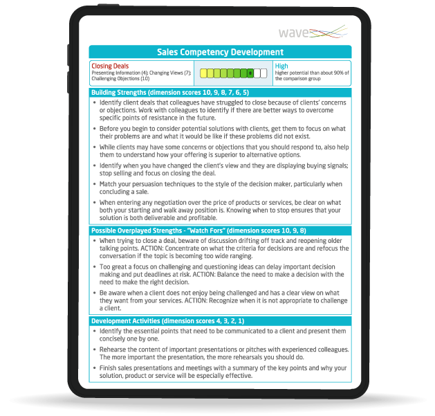 salg udviklingsrapport mockup