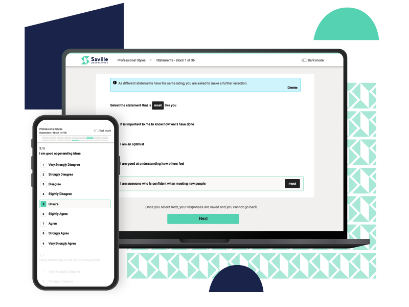 Wave Professional styles questionnaire on laptop and phone