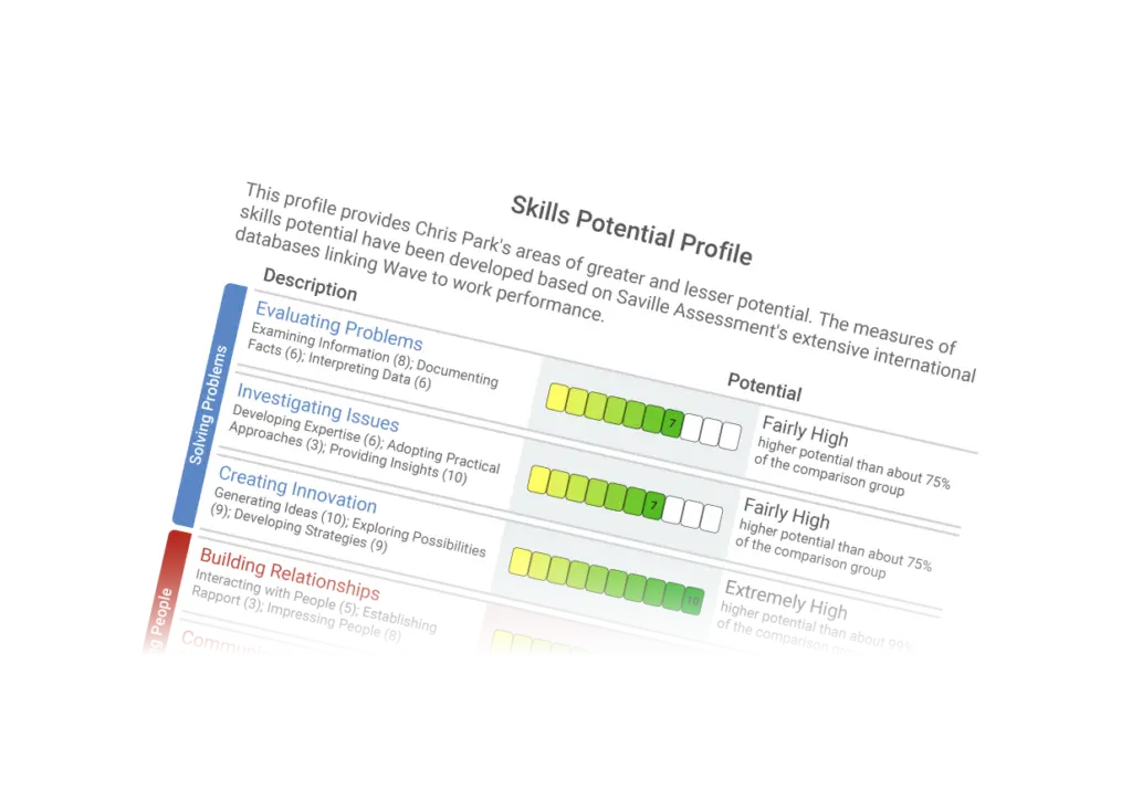 Kompetencepotentialeprofil i Wave rapport