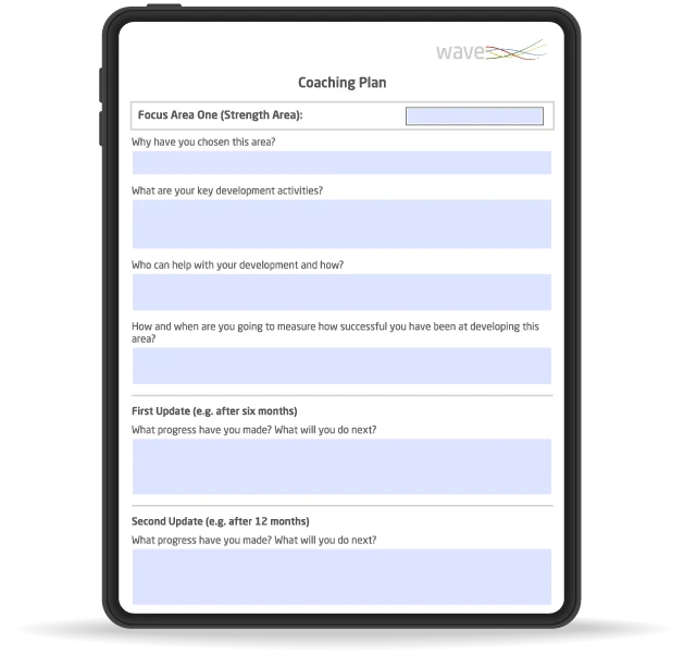 Coachingplan-sektion i Coaching-rapport eksempelvisning