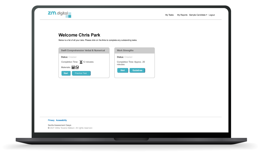 Mock-up af en Oasys-platform på en bærbar computer